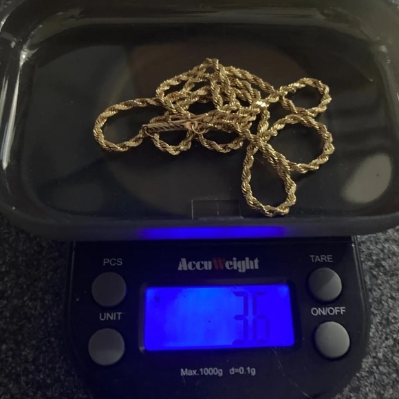 18" 14K Solid Gold Twisted Chain Necklace w CHANEL GP Perfume Bottle Pendant - Picture 4 of 8